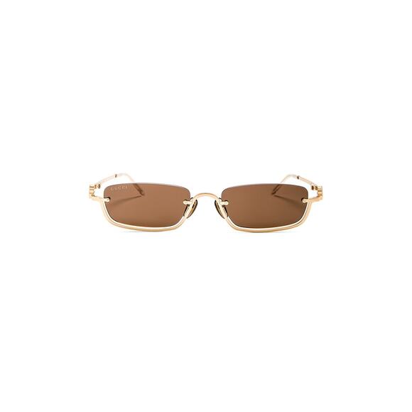Gucci 'Gg' Gold Upside Down Rectangular Sunglasses Size OS - Picture 1 of 5
